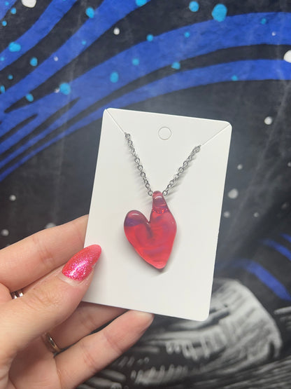 Pink Heart Pendant w/Chain