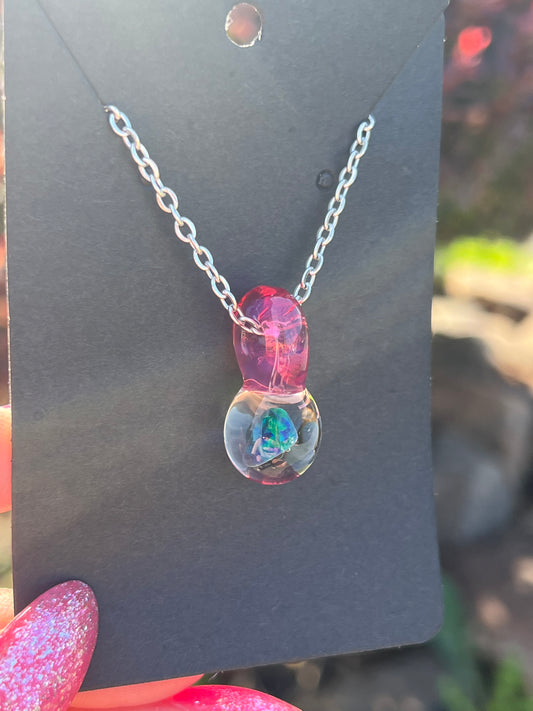 Pink Opal Pendant w/Chain