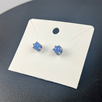 Milky Blue Prong Earrings