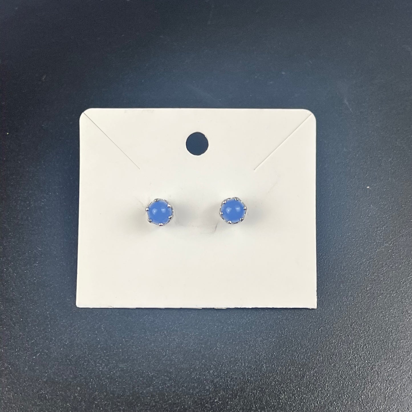 Milky Blue Prong Earrings