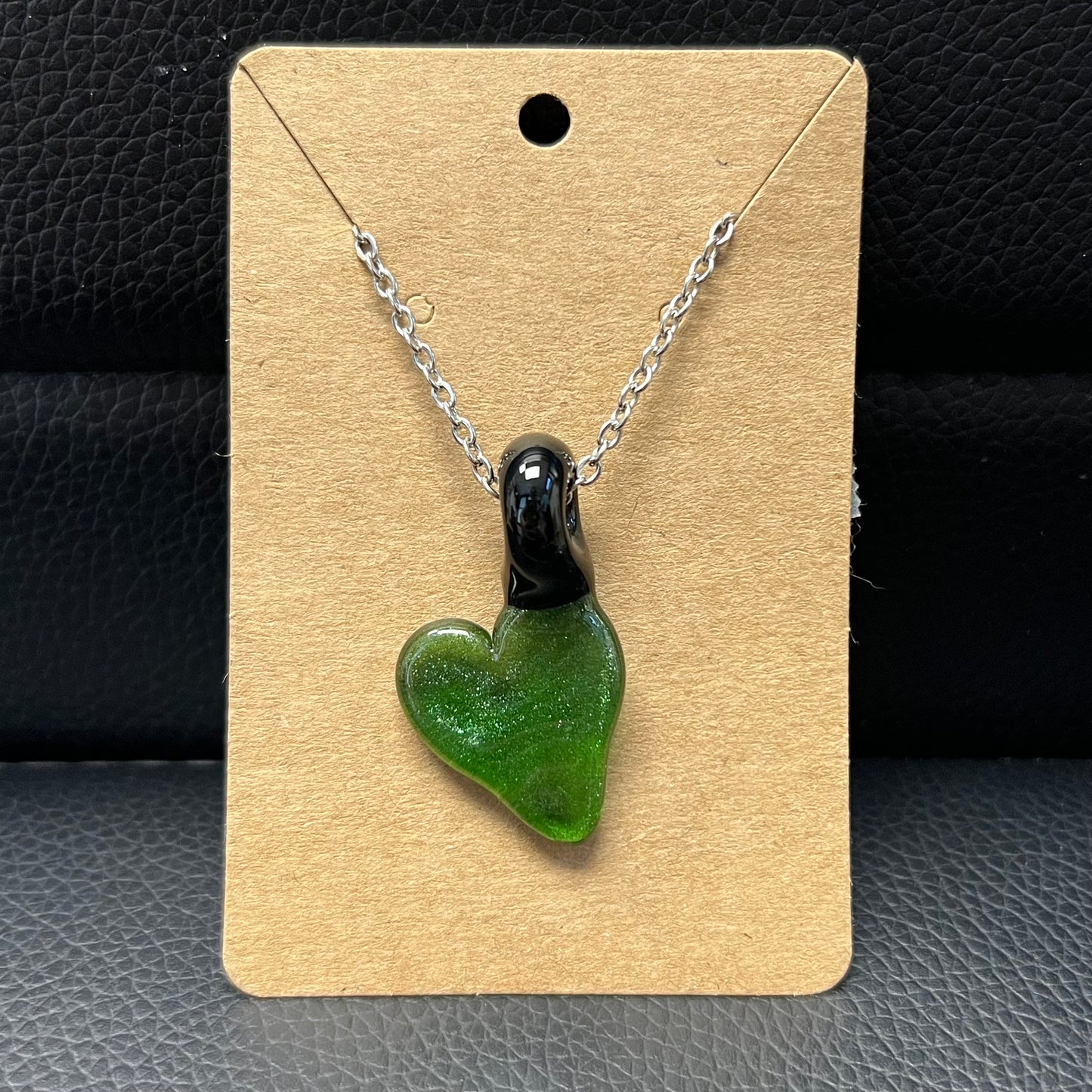 Green Stardust Heart Pendy