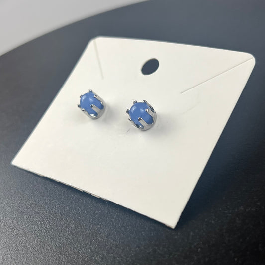 Milky Blue Prong Earrings