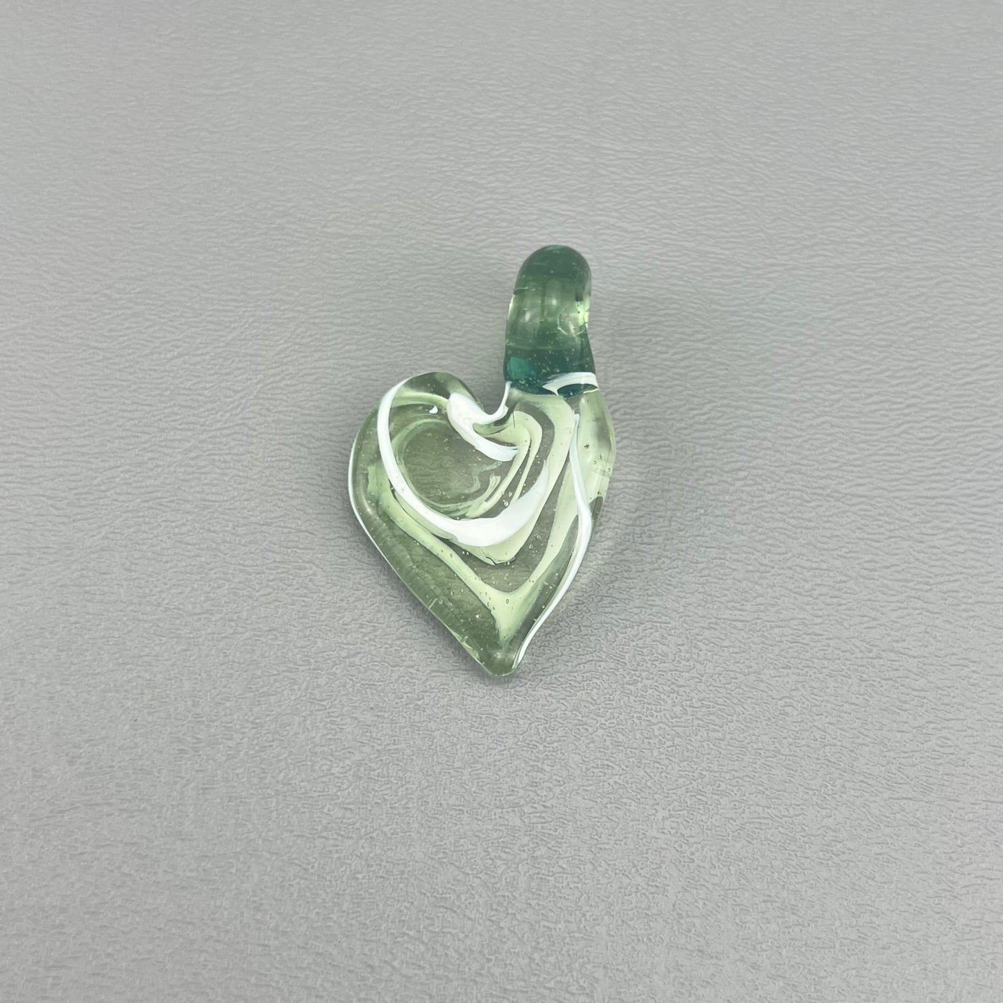 Green & White Swirl Heart Pendant