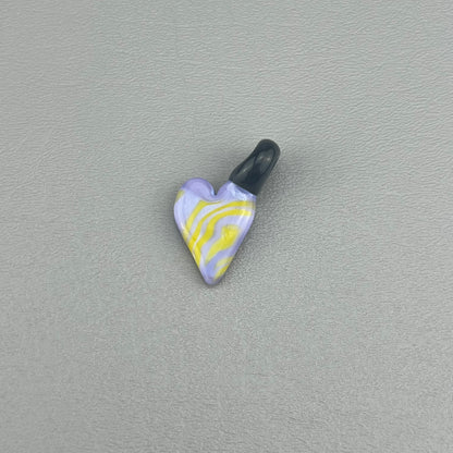 Purple & Yellow Swirl Heart Pendant